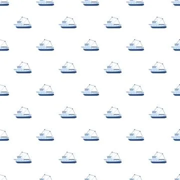 Fishing boats seamless pattern on white background 스톡 일러스트