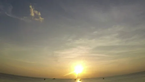 Fishing boats at sunset Stock Footage 120988884