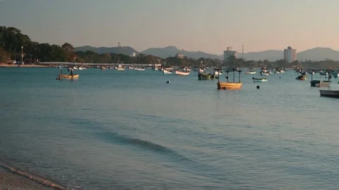 Fishing boats at sunset 스톡 동영상 138540201