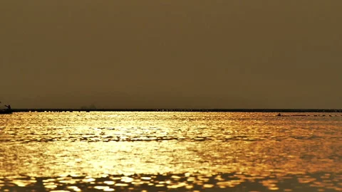 Fishing Boats in the Sunset Stock Footage 247489397