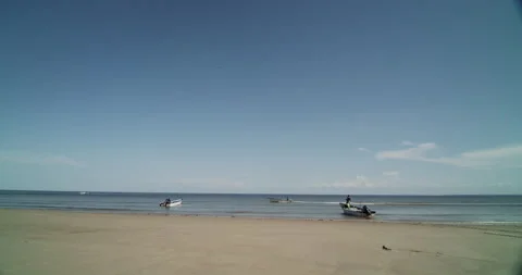 Fishing Boats/Low Tide 4K Stock Footage