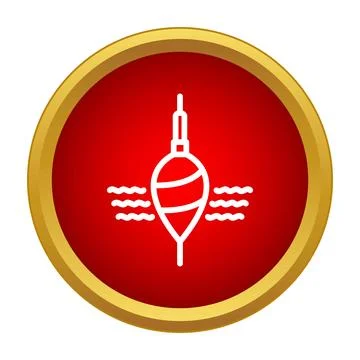 Fishing bobber floating icon on red background Illustrazione stock