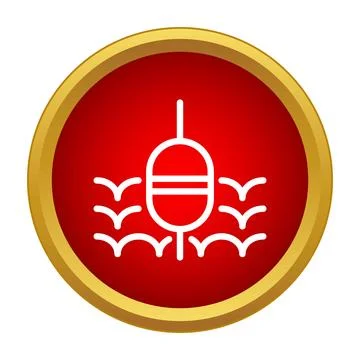 Fishing bobber floating on waves icon design 库存插图