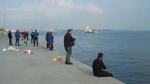 Fishing at the Bosphorus Video stock 241256905