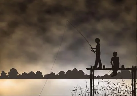 Fishing boys Stock Illustration