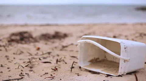 Fishing Bucket on a Beach Stock Footage 33193358