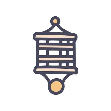 Fishing cage feeder color vector doodle simple icon set Stock Illustration