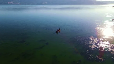 Fishing on Clear Lake Stock Footage 137464934