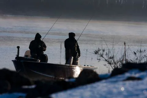 Fishing on cold day. Stock Photos