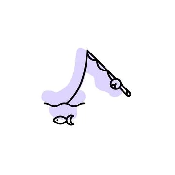Fishing with color shadow vector icon in adventure set Stock Illustration