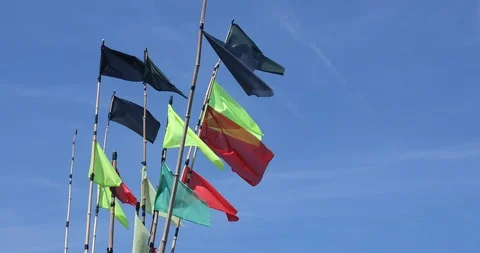 Fishing colorful flags Stock Footage 99173645