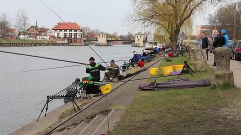Fishing competition on the River Stock Footage 69178158