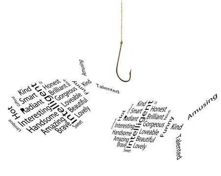 Fishing for compliments concept Stock Illustration