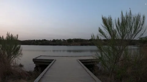 Fishing dock by the lake Stock Footage 306635952