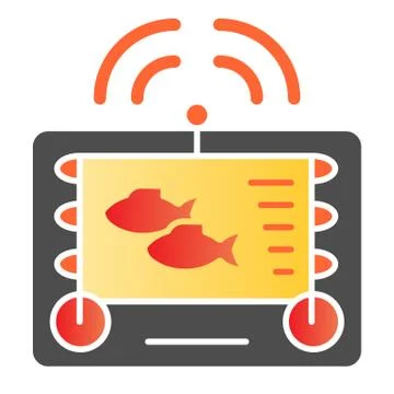 Fishing echo sounder flat icon. Fishfinder color icons in trendy flat style イラスト素材