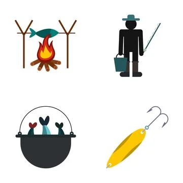 Fishing elements vector illustration set for hobby concepts Illustrazione stock