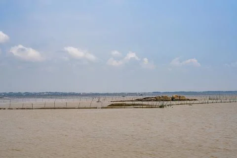Fishing facilities on the beach Foto stock