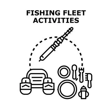 Fishing fleet activities concept vector illustration Stock Illustration