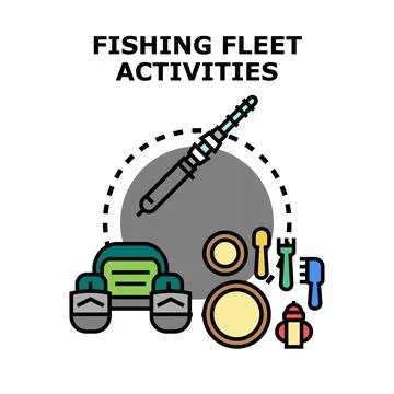 Fishing fleet activities concept vector illustration 库存插图