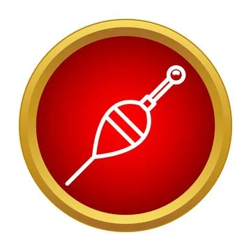 Fishing float bobber line icon on red circle Stock Illustration