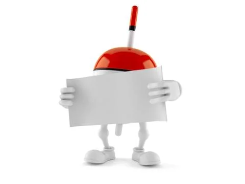 Fishing float character holding blank sheet of paper Stock Illustration