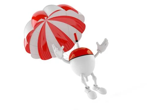Fishing float character with parachute Stock Illustration