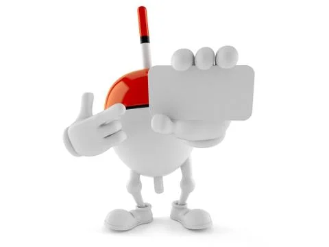 Fishing float character pointing finger on business card Stock Illustration