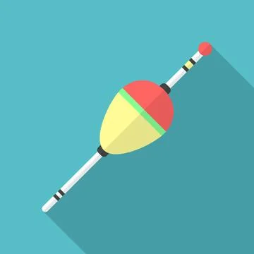 Fishing float icon with long shadow. Flat design style. Stock Illustration