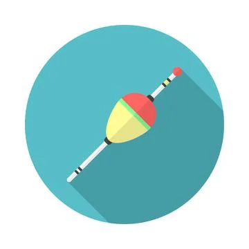 Fishing float icon with long shadow. Flat design style. Stock Illustration