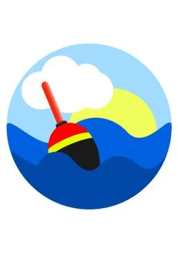 Fishing float logo red with black イラスト素材