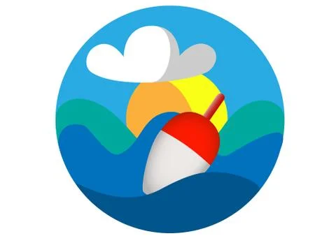 Fishing float logo red with white Stockillustratie