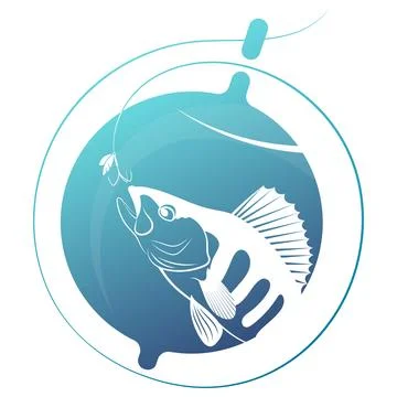 Fishing float silhouette. Fish jumping for bait Stock Illustration