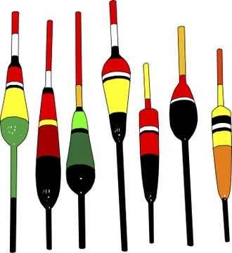 Fishing Floats of Different Types and Colors Stock Illustration