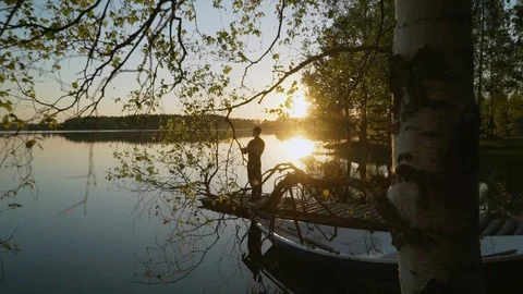 Fishing forest lake 스톡 동영상 93019031