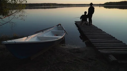 Fishing forest lake 스톡 동영상 93019542