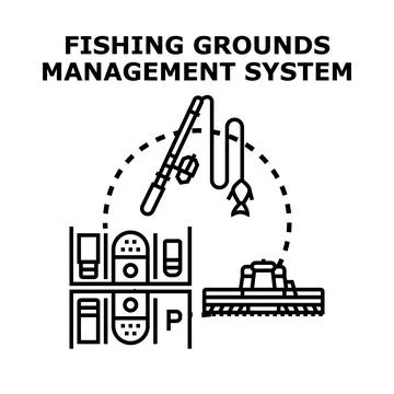 Fishing grounds management system planning and control vector Stock Illustration