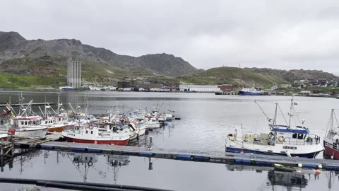 Fishing harbor in Honningsvg Stock Footage 340337018