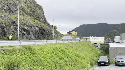 Fishing harbor in Honningsvg Stock Footage 340337169