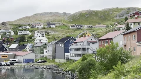 Fishing harbor in Honningsvg Stock Footage 340337192