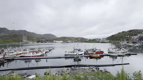 Fishing harbor in Honningsvg Stock Footage 340337637