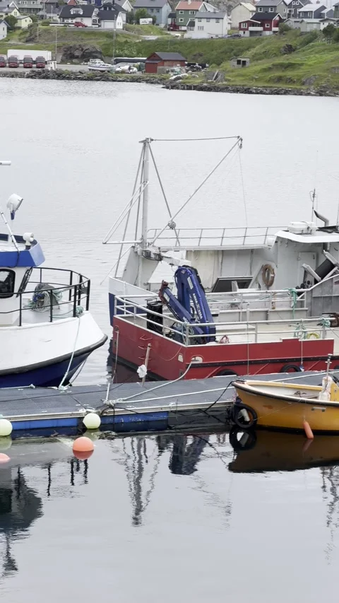 Fishing harbor in Honningsvg Stock Footage 340337695