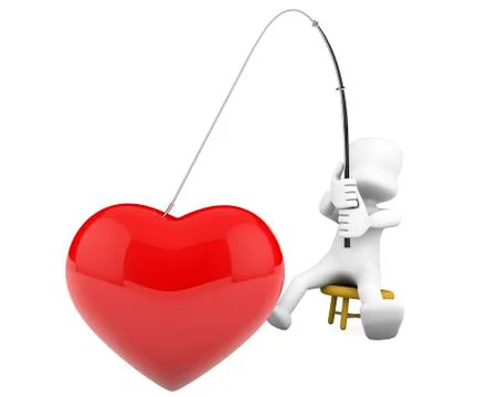 Fishing a heart Stock Illustration