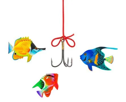 Fishing hook and string Stock Photos