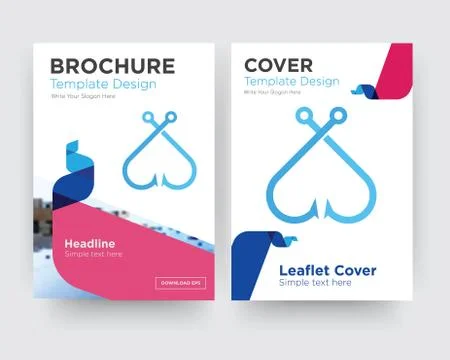 Fishing hook brochure flyer design template Free Stock Illustration