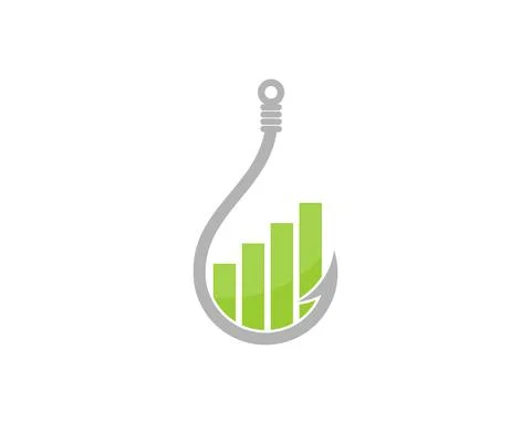 Fishing hook with chart growth up in the middle Stock Illustration
