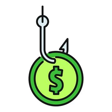 Fishing hook with dollar coin baiting money scam イラスト素材