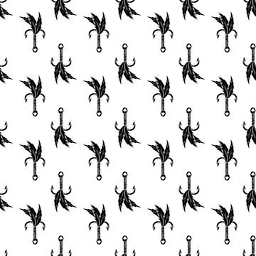 Fishing hook feather pattern seamless vector Stock Illustration