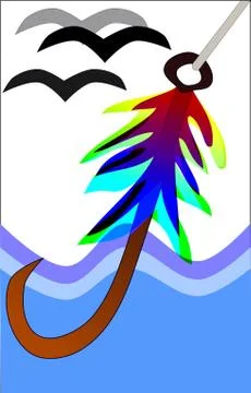 Fishing hook with flies Stock Illustration