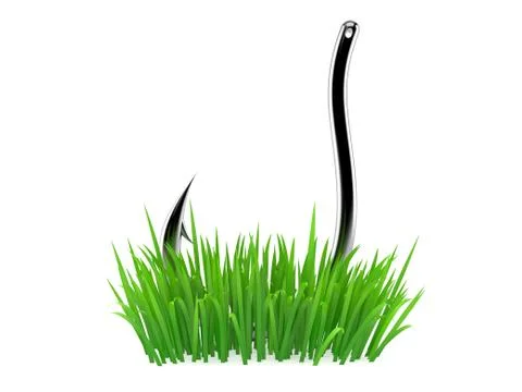 Fishing hook on grass Stock Illustration