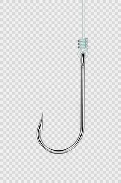 Fishing hook hanging on a line with transparency Stock Illustration